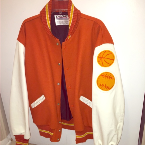 Delong Stock Leather Varsity Jacket 